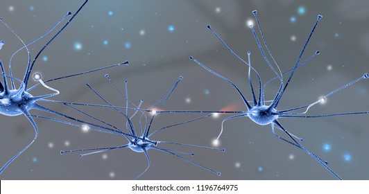 Neuron Under Optical Microscope 3d Rendering Stock Illustration ...