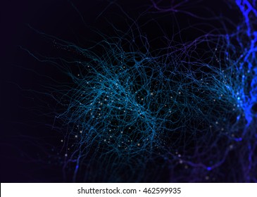 Neurons in the brain, flash strike  3D illustration