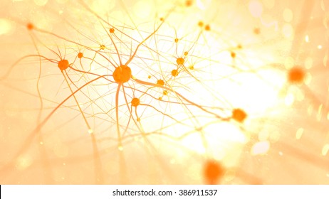 Neurons In The Brain On Light Background