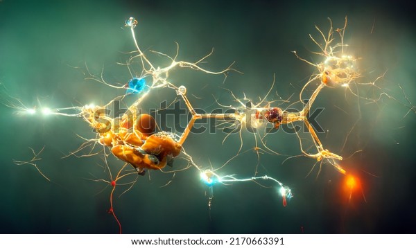 Neurons firing\
electrical impulses  and neurotransmitters into synapses between\
axons and dendrites 3d\
rendering
