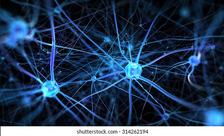 Neurons and nervous system. 3d render of nerve cells