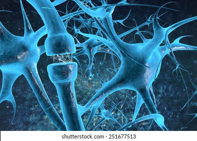 Neurons and synapse sending biological electrical and chemical signaling to human receptor cells as a neurotransmission for the brain and nervous system.