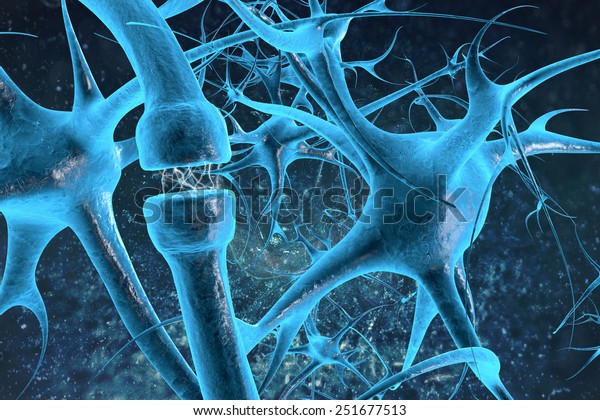 脳と神経系の神経伝達として 人の受容体細胞に生物学的な電気と化学的シグナルを送るニューロンとシナプス のイラスト素材