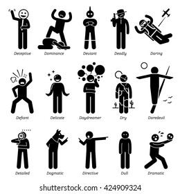 Negative Personalities Character Traits Stick Figures Stock Vector ...