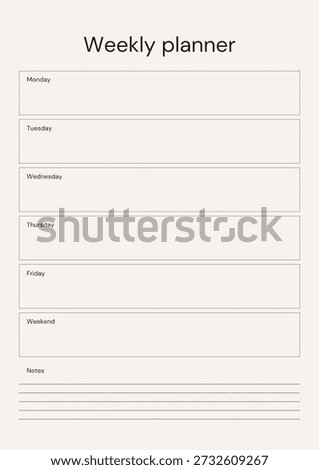 Neutral Simple Weekly Planner Page A4 Document Printable paper page