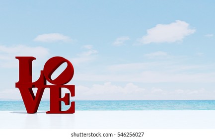 New 3D Rendering Design Of Love On The Beach
