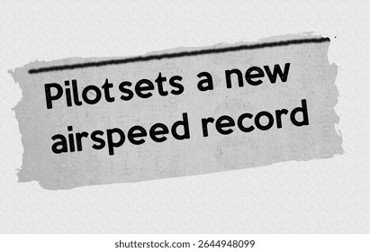 Pilot sets a new airspeed record - current breaking daily news story communication copy newspaper headline article title in UK 1959