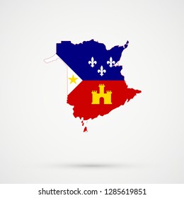 New Brunswick Map In Acadiana Flag Colors