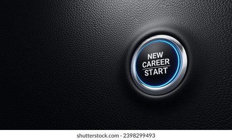 New career start push button. Business startup, job oppertunities, fresh start,professional retraining. 3d illustration - Powered by Shutterstock