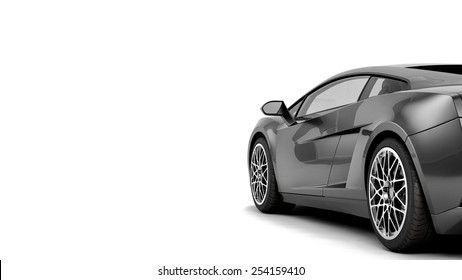 New CG 3d Render Of Generic Luxury Detail Sports Car Illustration Isolated On A White Background. With Stylized Noise Effects