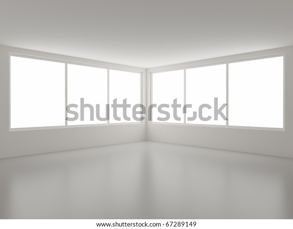 New Clean Interior Corner Windows Clipping Stock