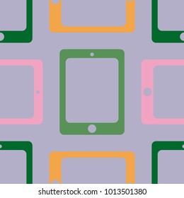New color seamless pattern with tablet PC.
