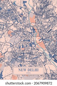 New Delhi - India Breezy City Map is one of the coolest city map designs for you. This is a print-ready graphic. Use for Printable products.