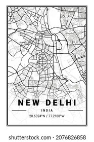 New Delhi - India Light City Map