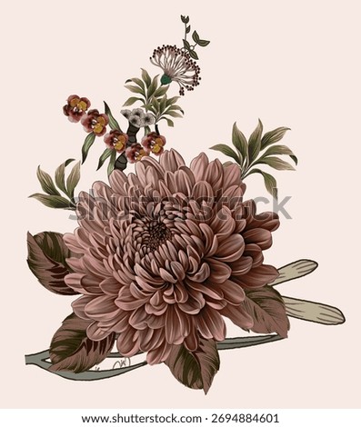 new digital textile composition bunch semi bold flower designs with geomatrical working