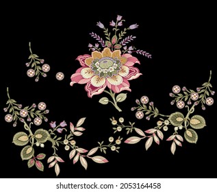 New Digital Textile Flower Branch For Digital Printing And Digital Textile Designing 