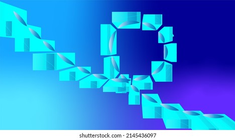 New Dimension Blue Futuristic Staircase On Blue Shade Background