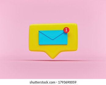 New Email Notification Icon. Minimal Design. 3d Rendering