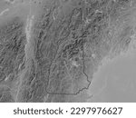 New Hampshire, state of United States of America. Grayscale elevation map with lakes and rivers