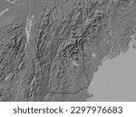 New Hampshire, state of United States of America. Bilevel elevation map with lakes and rivers