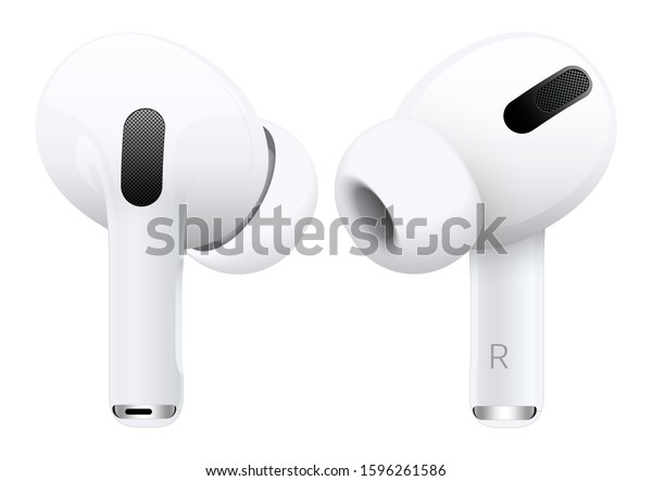 New Headphones White Color View Two Stock Illustration 1596261586 ...