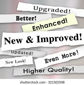 New And Improved Newspaper Headlines Or Announcements On A Better Product Upgrade Or Update