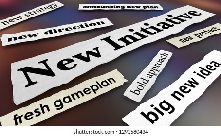 New Initiative Plan Direction Goal Newspaper Headlines 3d Illustration