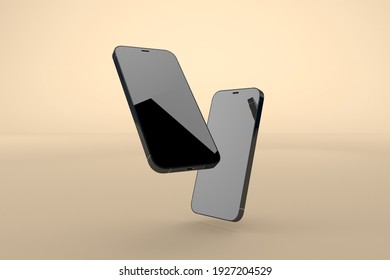 New IPhone 14 Black On Summer Background. 3D Render