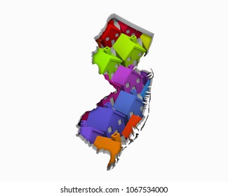 New Jersey NJ Homes Homes Map New Real Estate Development 3d Illustration