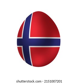 New life symbol. Clip art in colors of national flag. Egg on white background. Norway