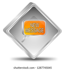 new Message Button - 3D illustration