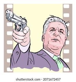New Mexico, USA, October 21, 2021: Alec Baldwin shoots a gun and makes a movie on Ranch.