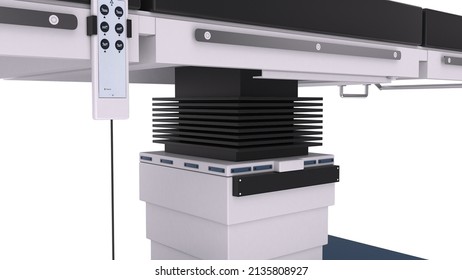 New And Modern Operating Table And Remote Isolated On A White Background.3d Rendering.