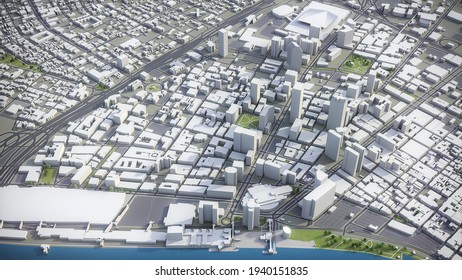 New Orleans 3D City Model Aerial Rendering