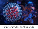New SARS-CoV-2 covid virus FLiRT variant disease. Coronavirus COVID-19 new contagious strain FLiRT recombinant mutation infection, corona subvariant virus evolution. Vaccine efficacy, PCR antigen 3D