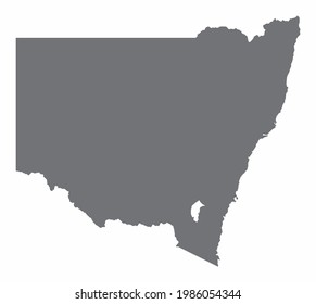 The New South Wales silhouette map isolated on white background, Australia