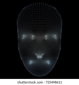 New technology Face id. Face of dots on a black background. 3d render