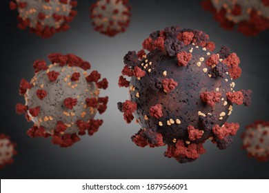 nueva variante y mutación del coronavirus, cepa covid 19, infección por proteína de virus, 3D Ilustración 