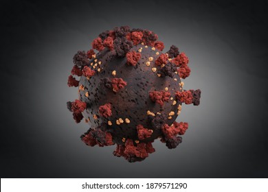 New Variant And Mutation Of Coronavirus, Covid 19 Strain, Virus Protein Spike Infection, 3D Illustration 