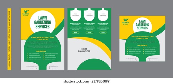 New way of lawn garden landscaping Flyer Template. Business Flyer poster pamphlet brochure cover design layout background, A4 size double sided, Social media post, grass, green, gardener - Powered by Shutterstock