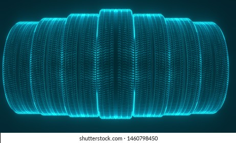 New winter tires with a modern tread on the blue background. 3D rendering high resolution image. Tires for truck and car - Powered by Shutterstock