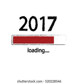New year 2017 loading background, happy new year. Funny business concept: mail load. Green color. Space for your text.