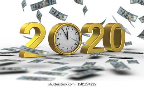 New Year 2020. White background, 3d rendering