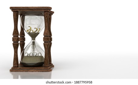 New Year 2020-2021 Countdown Hourglass, 3d Illustration, 3d Rendering