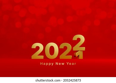 New Year 2021 Change To 2022 Concept. Merry Christmas And Happy New Year Countdown To 2022. 3d Rendering