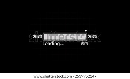 New year 2024 to 2025 loading concept. Year change concept. New year 2025 loading bar . Black background.	