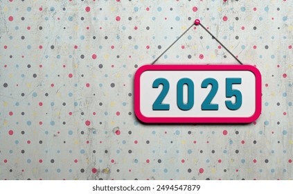 New Year 2025 Creative Design Concept with sign board  - 3D Rendered Image	
 - Powered by Shutterstock