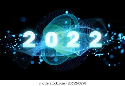 New year concept of 2022. New year's card. Communication network.