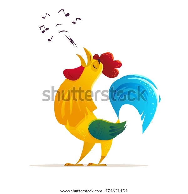 New Year Congratulation Design Singing Rooster Stock Illustration 474621154