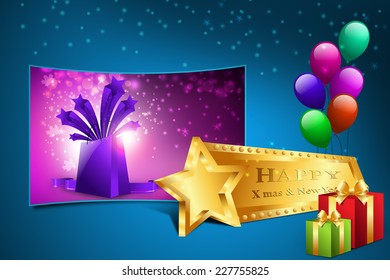 New year gift box with bubbles
